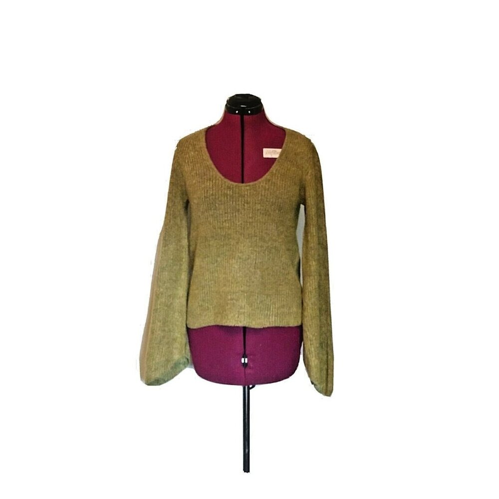 Ten Sixty Sherman Womens Sweater Chartreuse Yellow Green Scoop Neck Pullover